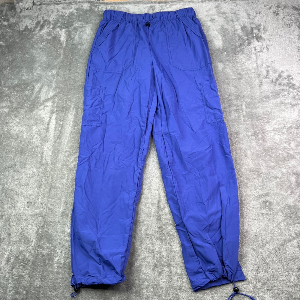 Maurices Parachute Cargo Pants Womens XS Blue Solid Nylon Bungee Hem Jogger